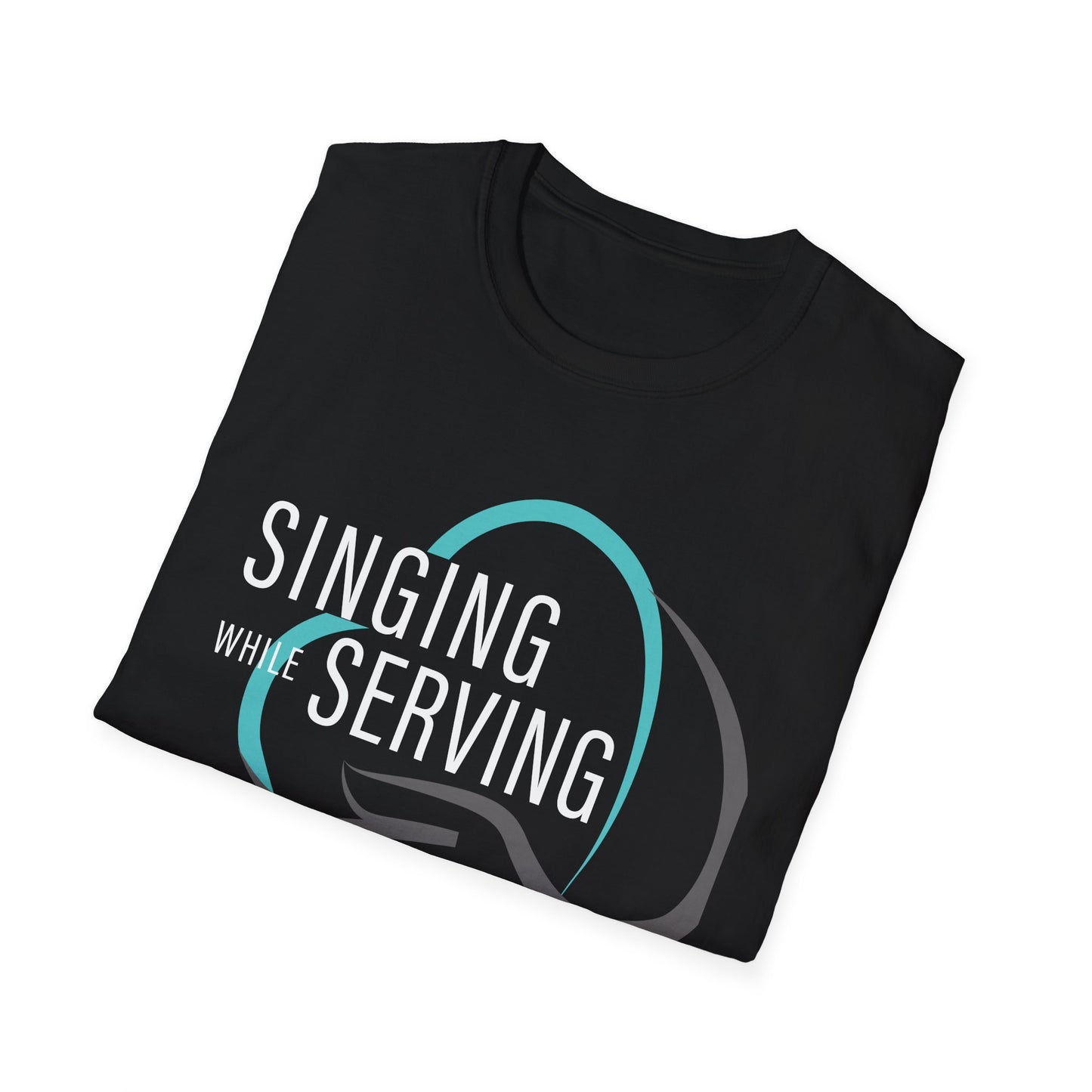 Unisex Singing While Serving T-Shirt, Fun Music Tee, Gift for Musicians, Casual Wear, Music Lover Apparel