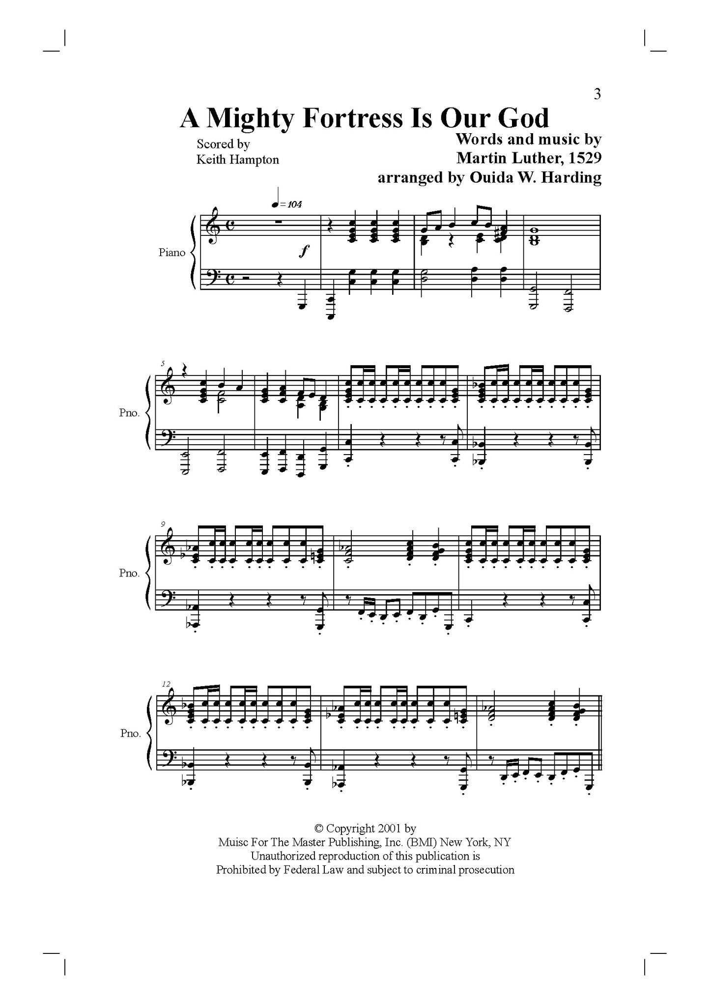 A Mighty Fortress By Rev. Ouida Harding (Sheet Music)