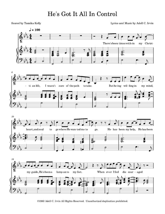 He's Got It All In Control- Adell Irvin (Sheet Music)