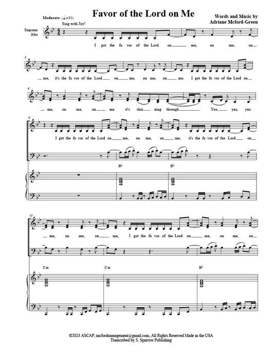 "Favor of the Lord on Me" By Adriane Mcford-Green (Sheet Music)