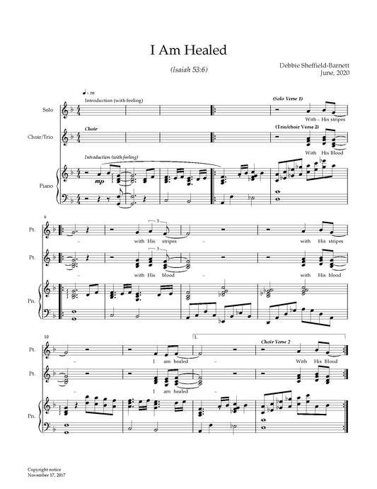 I Am Healed By Debbie Barnett (Sheet Music)