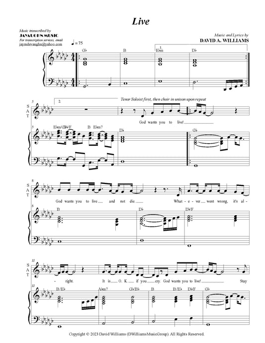 LIVE by David Williams (Sheet Music)