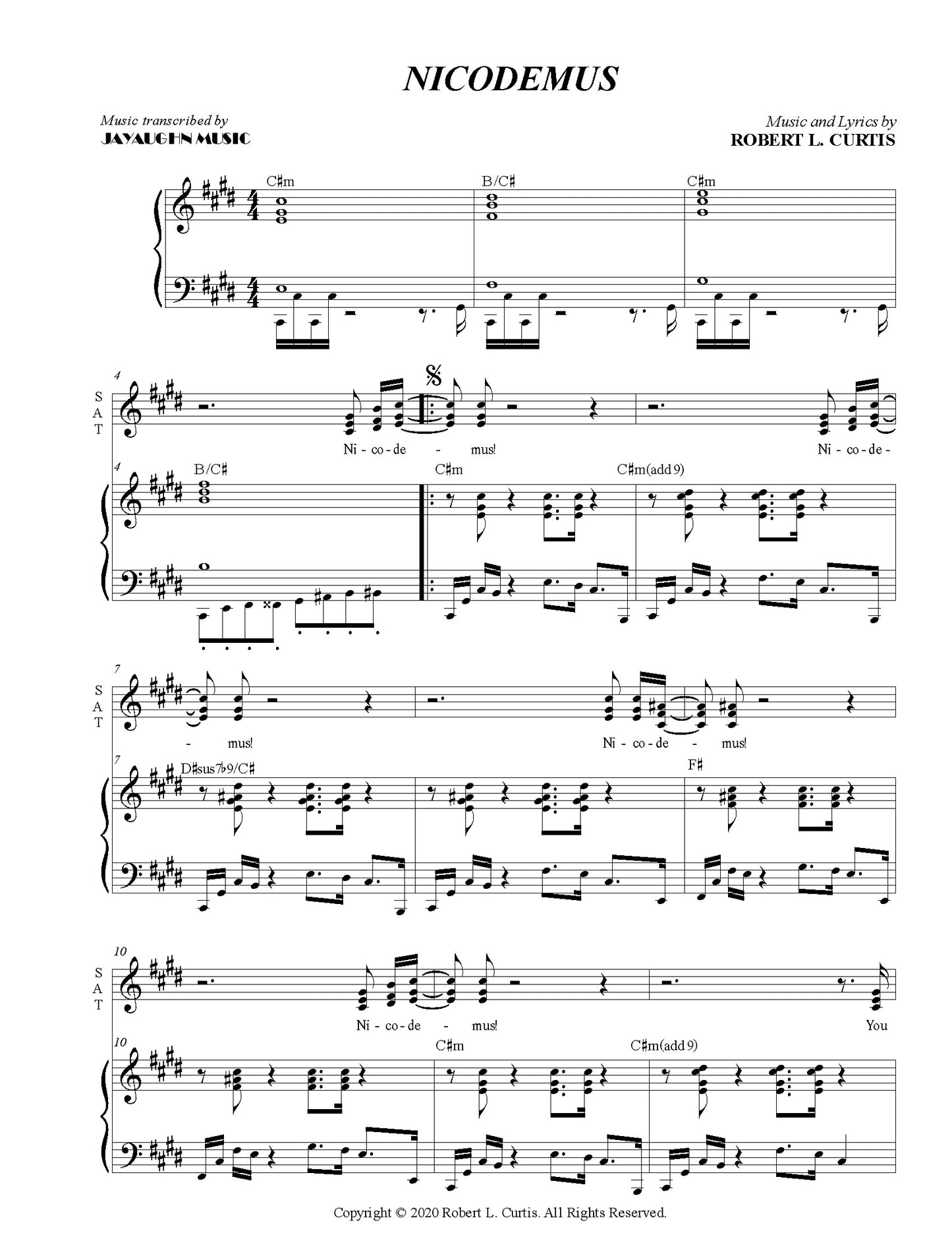 Nicodemus By Robert Curtis (Sheet Music)