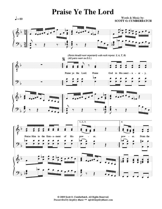"Praise Ye The Lord" By Scott O. Cumberbatch (Sheet Music)