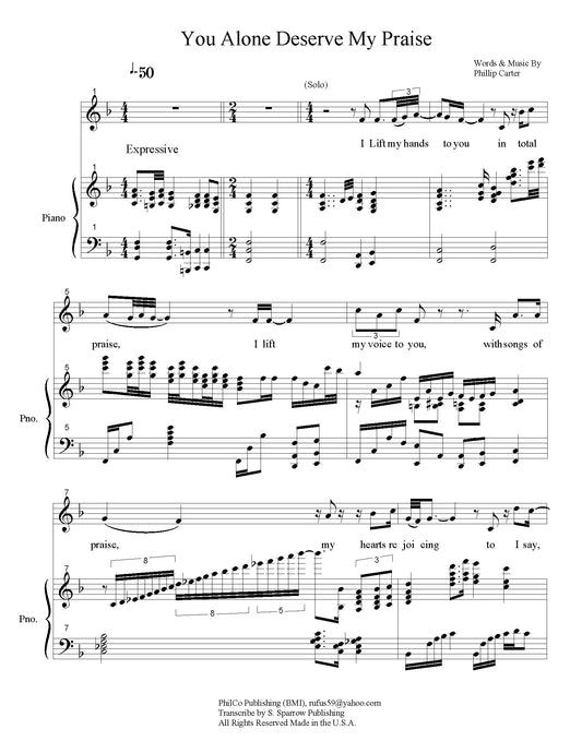 You Alone Deserve My Praise by Phillip Carter (Sheet Music)