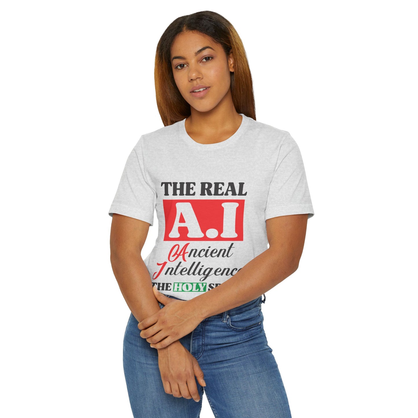 The Real A.I. Unisex Jersey T-Shirt | Casual Wear, Spiritual Reminder, Gift for Tech Lovers, Holiday Apparel, Unique Statement Tee
