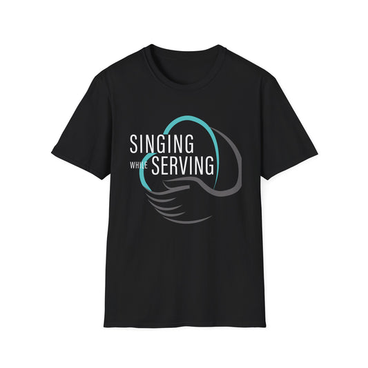 Unisex Singing While Serving T-Shirt, Fun Music Tee, Gift for Musicians, Casual Wear, Music Lover Apparel