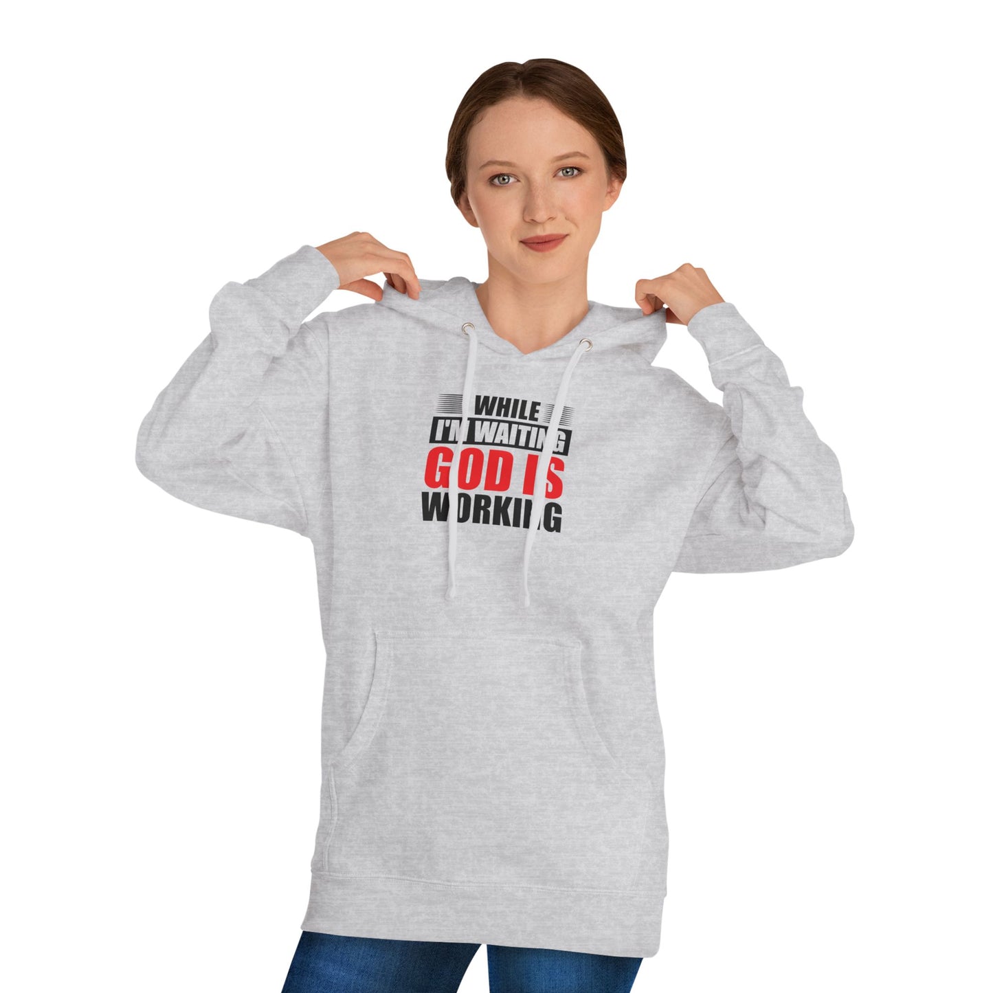 “While I’m Waiting God Is Working” Christian Faith Graphic Hoodie