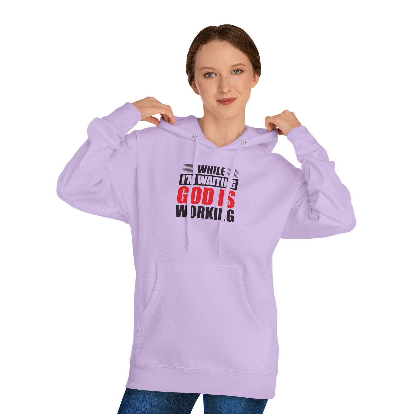 “While I’m Waiting God Is Working” Christian Faith Graphic Hoodie