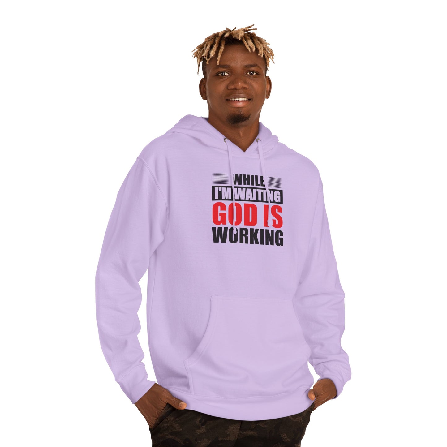 “While I’m Waiting God Is Working” Christian Faith Graphic Hoodie