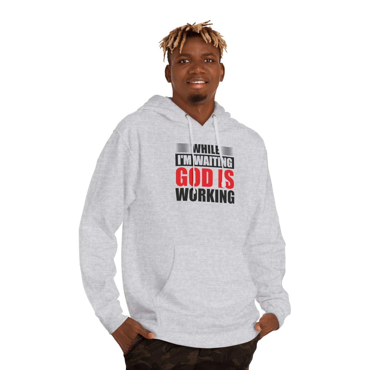 “While I’m Waiting God Is Working” Christian Faith Graphic Hoodie