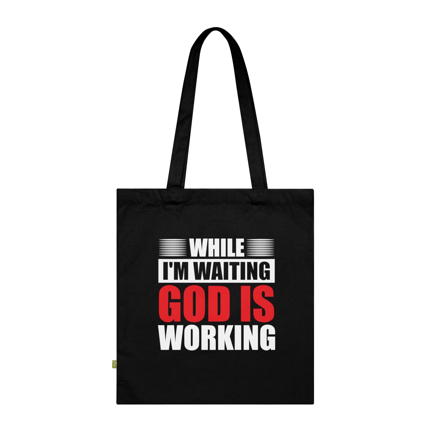 Faith-Inspired Organic Cotton Tote Bag - While I'm Waiting, God is Working, Reusable Shopper, Gift for Believers, Church Events, [...]