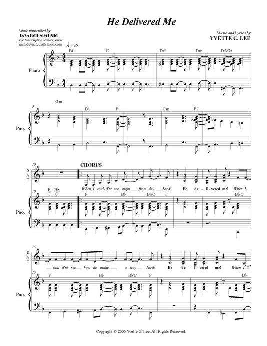 He Delivered Me by Yvette C. Lee (Sheet Music)