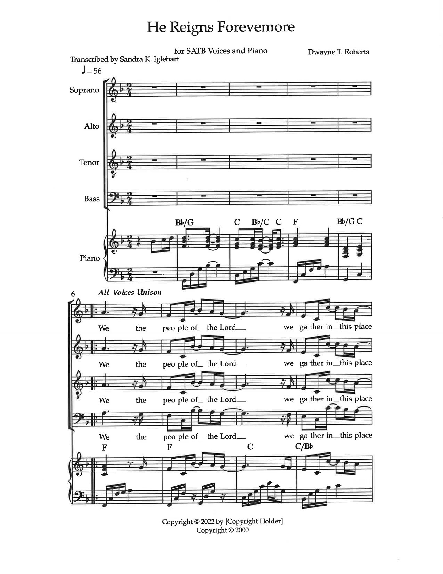 He Reigns Forevermore by Dwayne Roberts (Sheet Music)