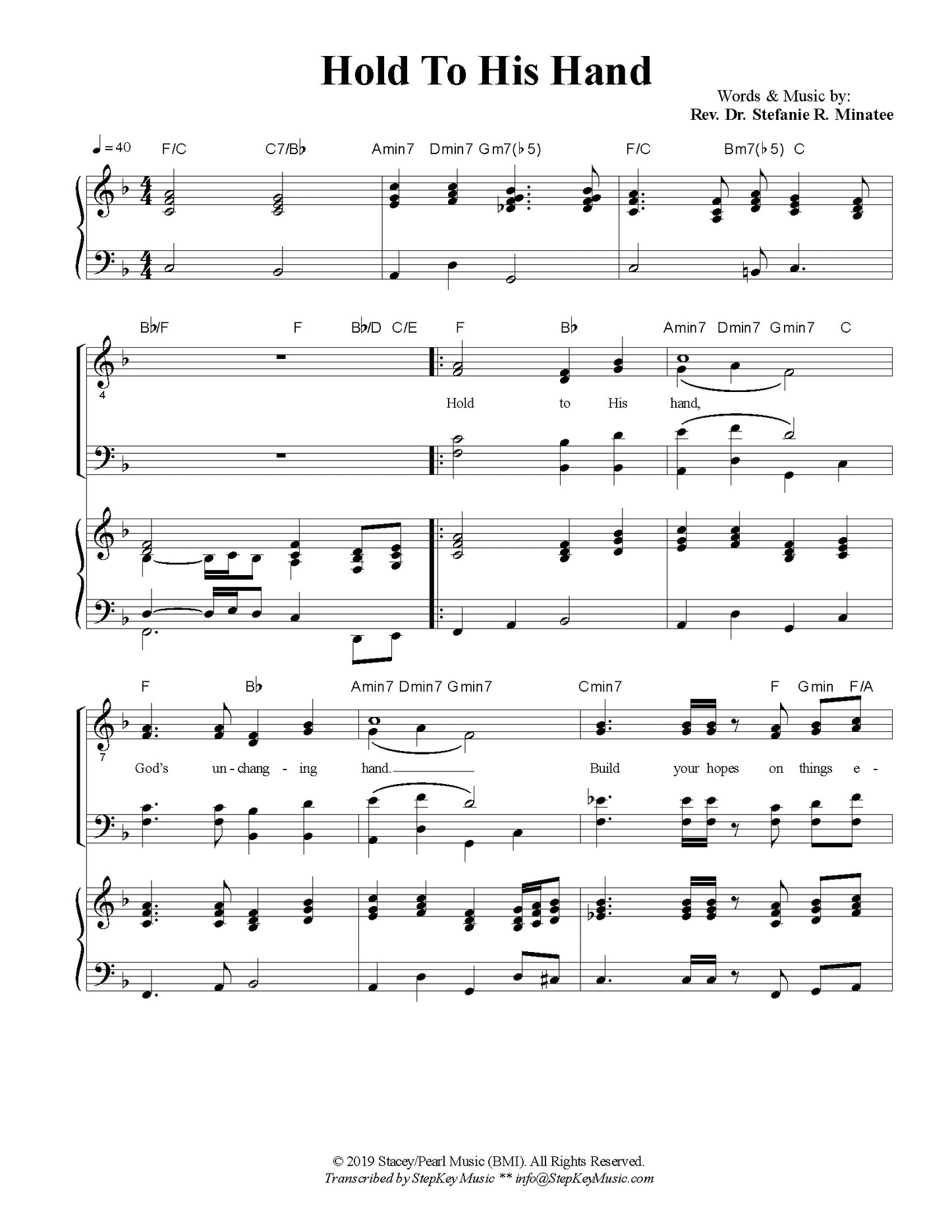 Hold To His Hand by Rev. Stefanie Minatee (Sheet Music)